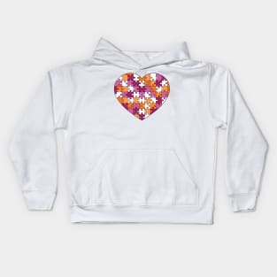 Puzzle Heart - Lesbian Pride Colors Kids Hoodie